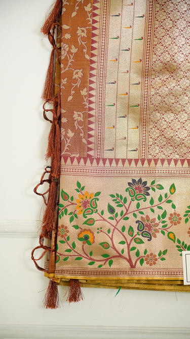 Floral Silver and Multithread Weave Silk Saree