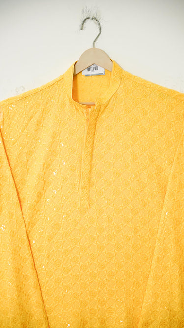 Mens Rayon Kurta in Light Yellow
