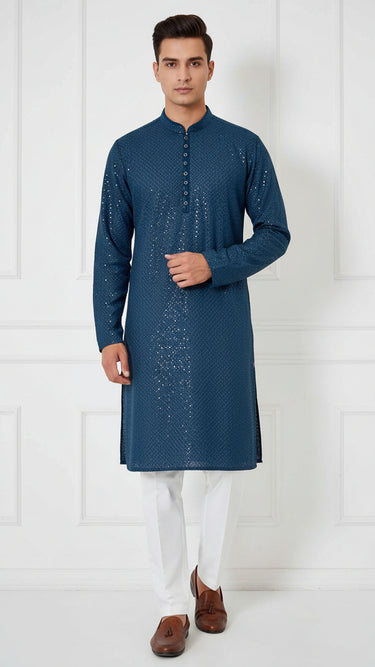 Mens Chikankari Kurta with Sequinwork