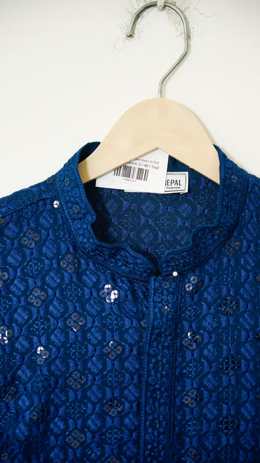 Mens Geometric Rayon Kurta in Teal