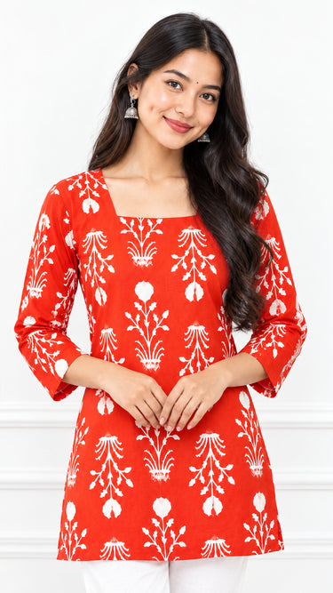 Cotton Printed Womens Kurti Tops