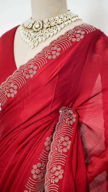 Shine Chiffon Saree with Swarovski Border