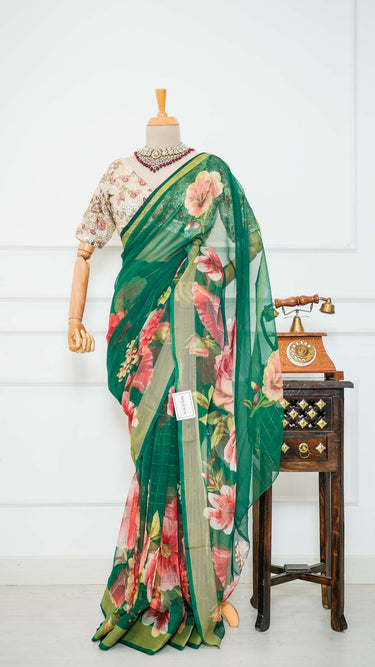 Floral Saya Saree with Gold Foil
