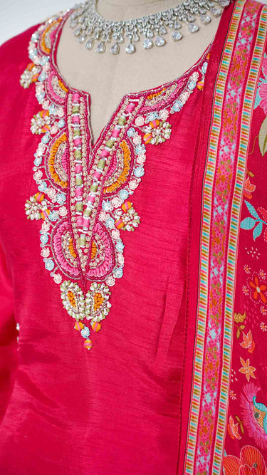 Rani Handwork Neckline Kurti Suit