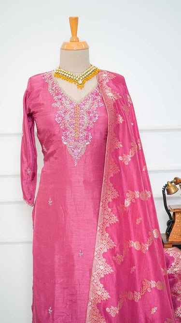 Mauve Multicolor Handwork Kurti Suit