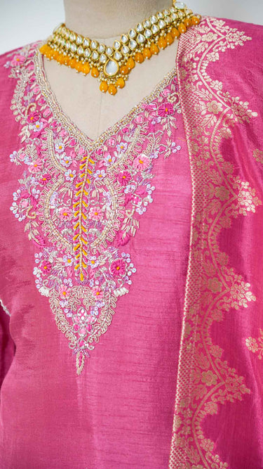Mauve Multicolor Handwork Kurti Suit