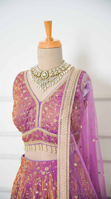 Faded Purple Jaal Fendi Lehenga