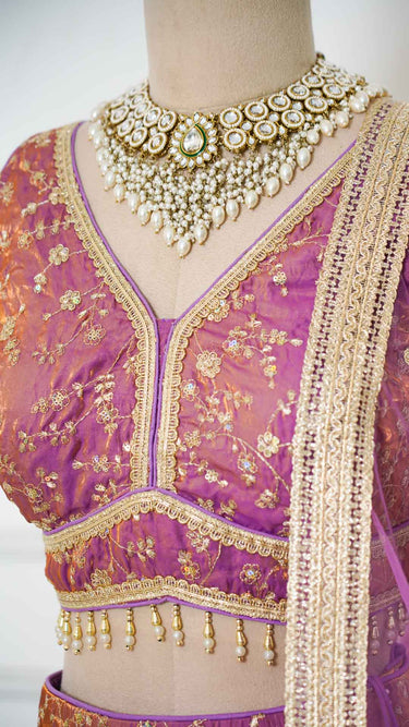Faded Purple Jaal Fendi Lehenga