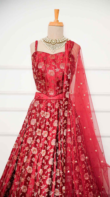 Banarasi Floral Silk Lehenga with Corset