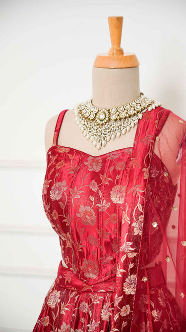 Banarasi Floral Silk Lehenga with Corset