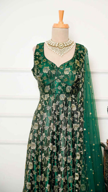 Banarasi Anarkali Suit with Floral Borderwork