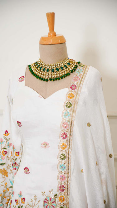 Vichitra Silk Floral Embroidery Garara Suit