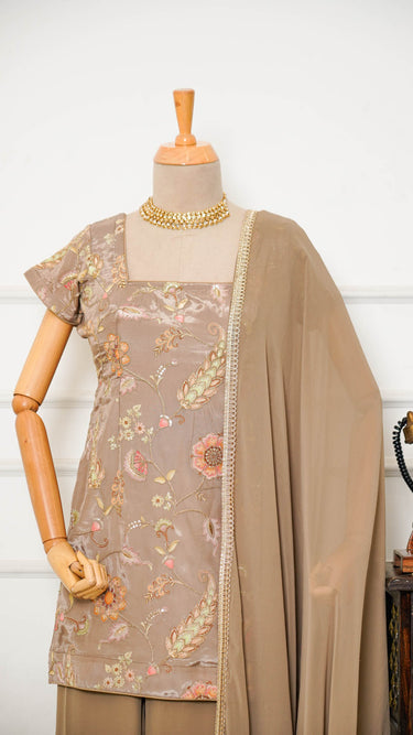 Moose Crepe Floral 90s Short Kurti with Bellybottoms and Shawl