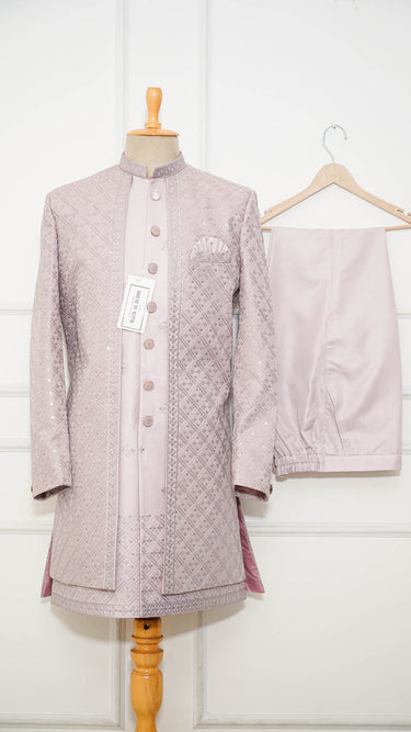 Pastel Men's Indo Western Suit with Threadwork