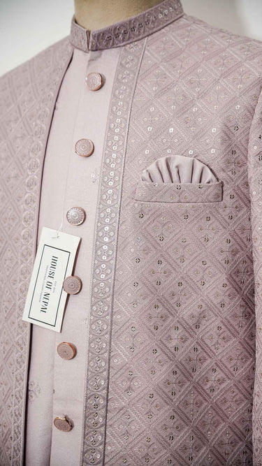 Pastel Men's Indo Western Suit with Threadwork