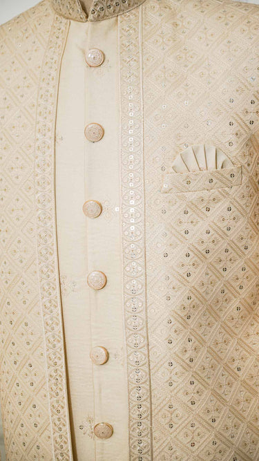 Pastel Men's Indo Western Suit with Threadwork