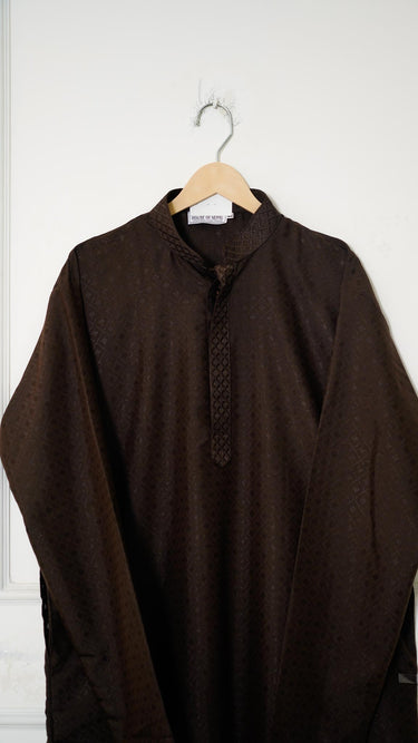 Mens Kurta with Embossed Diamond Pattern