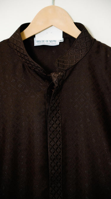 Mens Kurta with Embossed Diamond Pattern