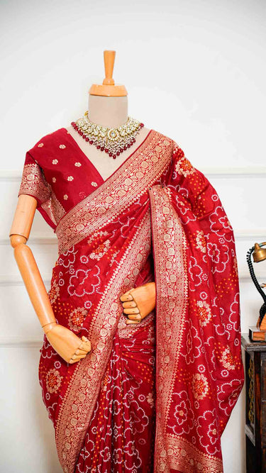 Dola Silk Bandhej Chunari Print Saree