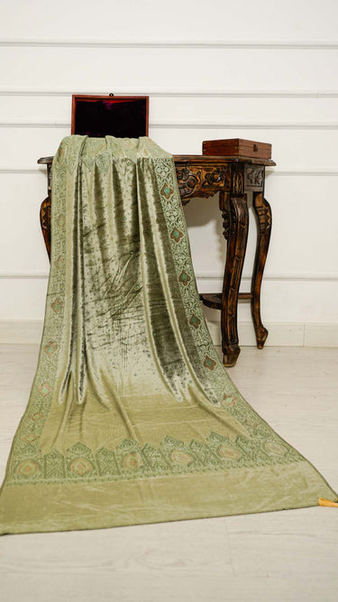 Thread Embroidered Velvet Shawl Gaya