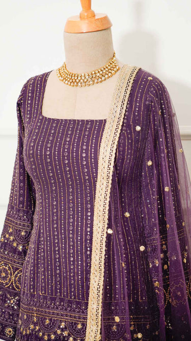 Purple Threadwork Garara Set