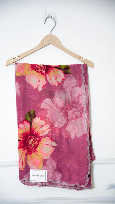 Georgette Floral Saree with Swarovski