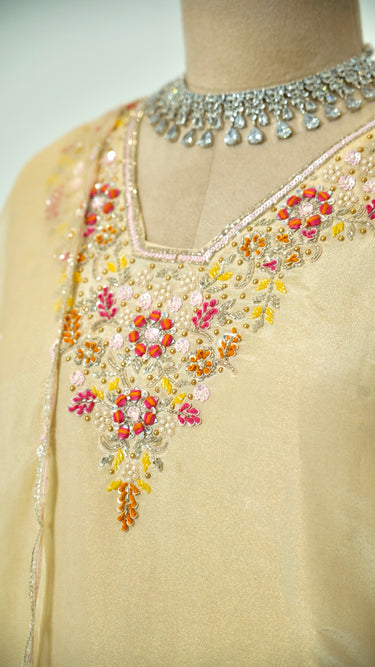 Handwork Women's Kurta Set in Cream