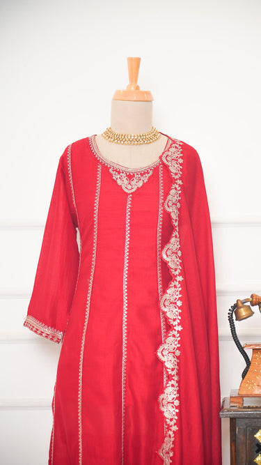 Red Sequin and Zari Anarkali Suit