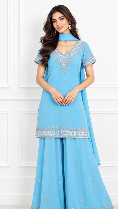 Hand Embroidered Georgette 90s Kurta Naina