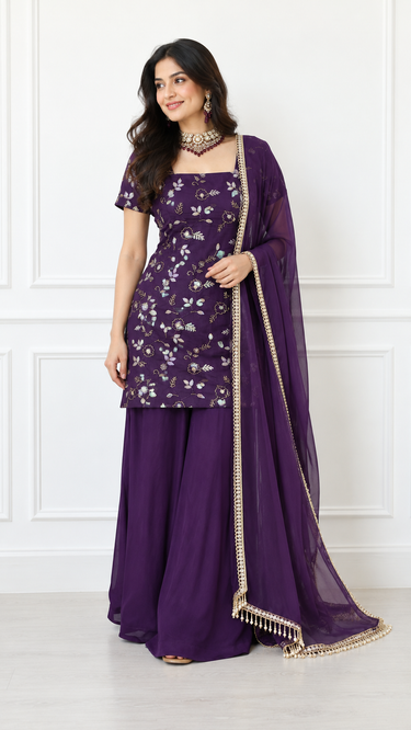 Vichitra Silk Rainbow Sequin 90s Kurti Suit