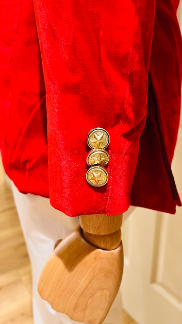 Handwork Velvet Blazer with Belt and Topi