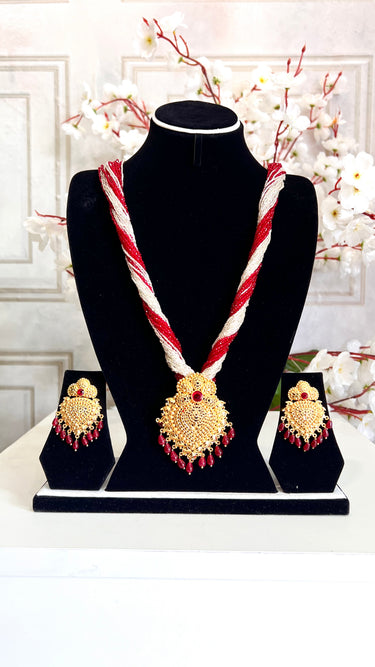 Chiffon pote with Hydro Crystal Gold Plated Pendent Mina