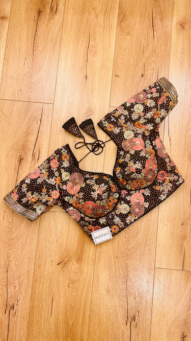 Multicolor Half Sleeve Floral Saree Blouse