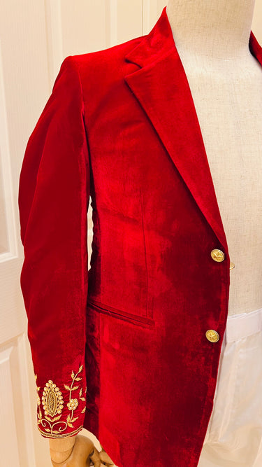 Maroon Handwork Velvet Blazer