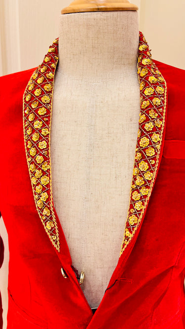 Handwork Velvet Blazer with Belt and Topi