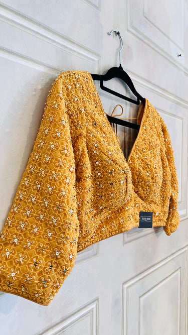 Golden Blouse with Mirror Work