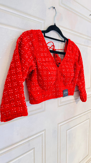 Red Blouse With Mirror Work