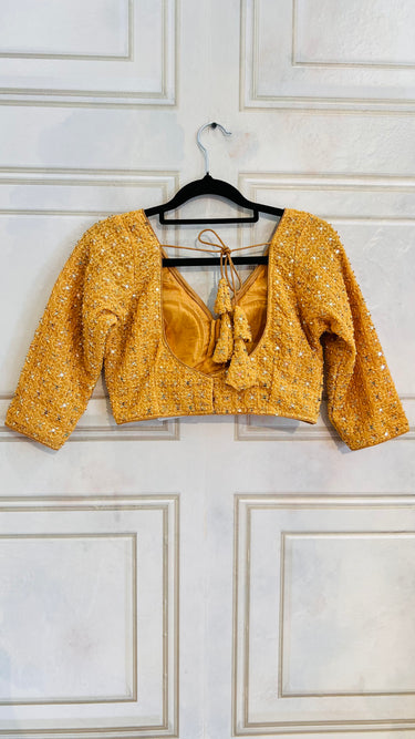 Golden Blouse with Mirror Work
