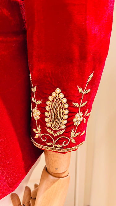 Maroon Handwork Velvet Blazer