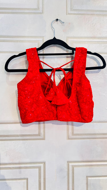 Red Sleeveless Chikankari Boutique Blouse
