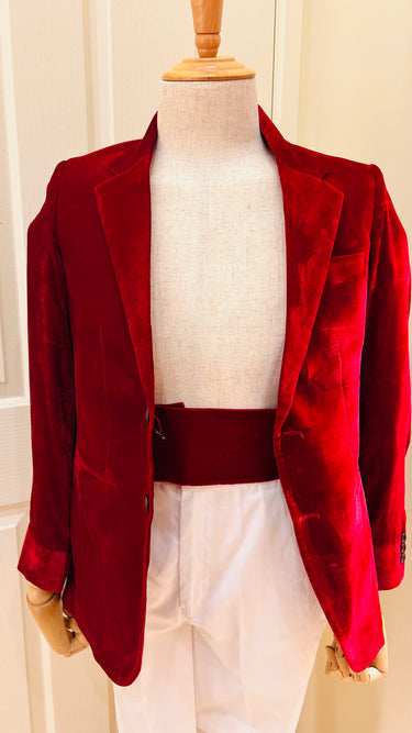 Velvet Blazer with Belt and Topi