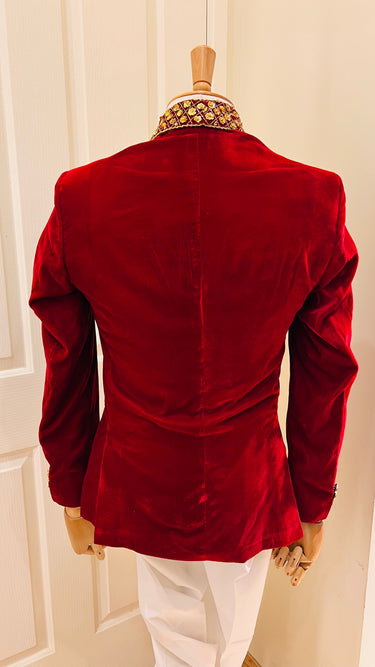 Handwork Velvet Blazer with Belt and Topi