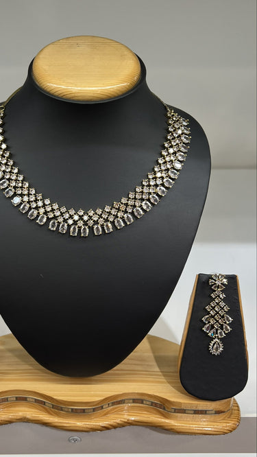 Rosy American Diamond Necklace with Earrings Radiant
