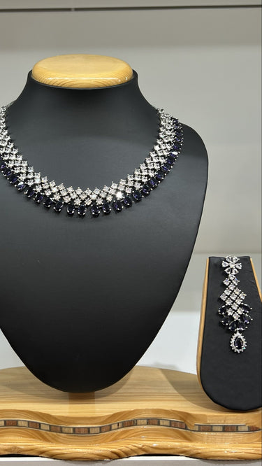 Amethyst American Diamond Necklace with Earrings Radiant