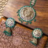 Dark Green Earrings with Bindi Mandala - House of Nepal