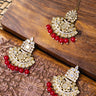 Red Mirrorwork Earrings with Bindi Sara - House of Nepal