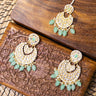 Mint Green Pearl and Stone Earrings with Bindi Rani - House of Nepal