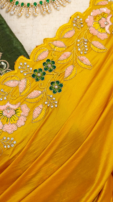Crepe Silk Rainbow Saree - House of Nepal
