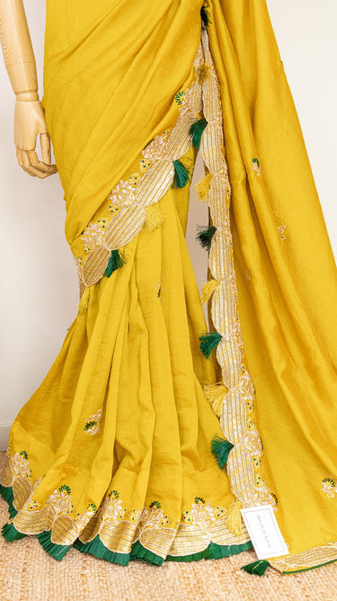 Vichitra Silk Sequin Saree - House of Nepal