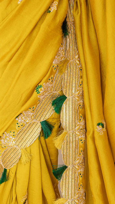 Vichitra Silk Sequin Saree - House of Nepal
